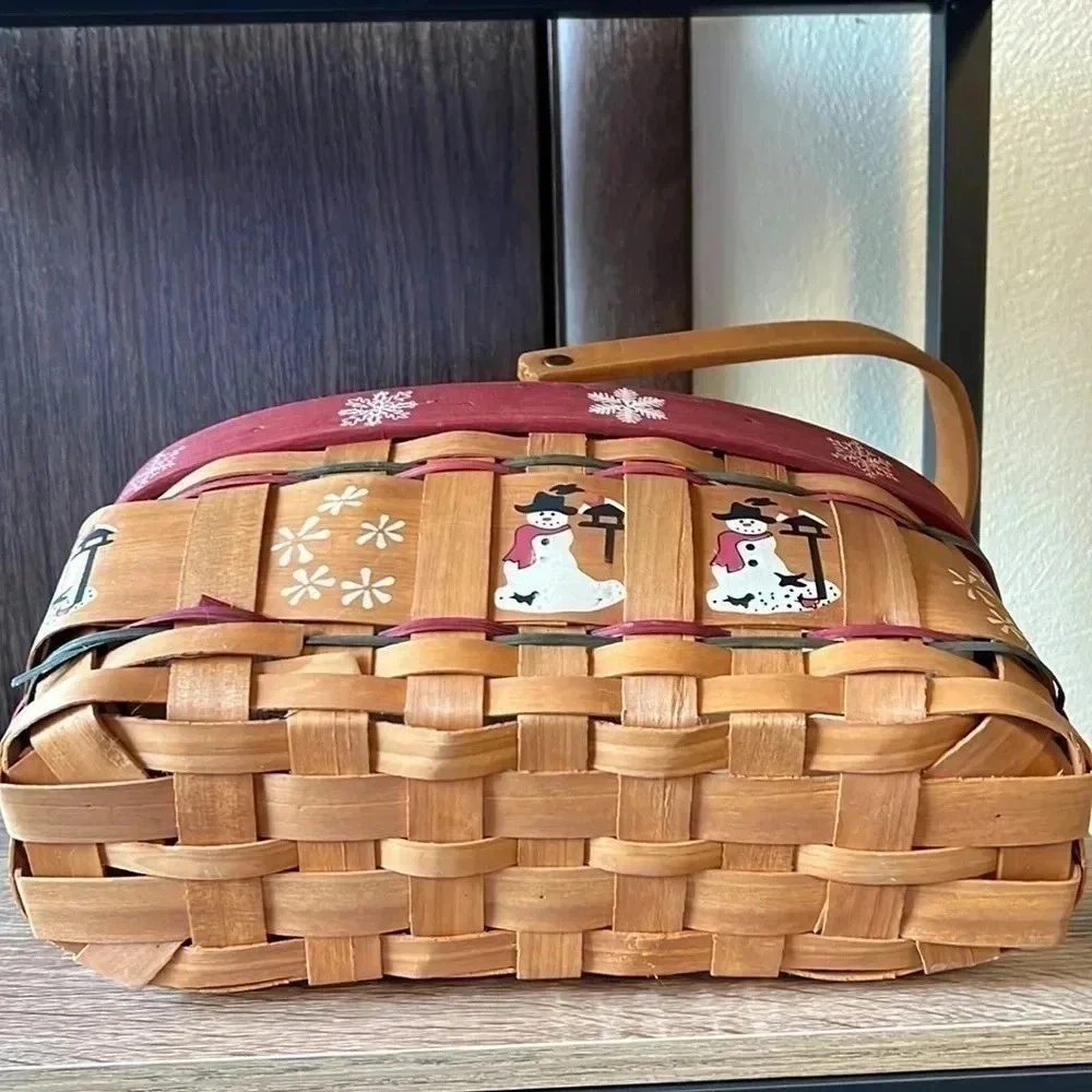 Primitive Snowman Basket Farmhouse Decor